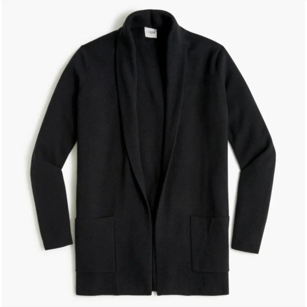 J Crew Chelsea Sweater Blazer M Black NWT Cardigan Open Front BA866 J.Crew Prep - Picture 1 of 1